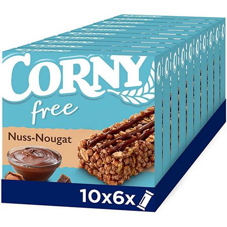10er Pack Corny free Nuss-Nougat &#8211; Müsliriegel ohne Zuckerzusatz 10 x 6 Riegel für 11,61€ (statt 14€) &#8211; Prime