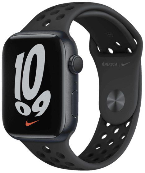 Apple Watch Series 7 Nike Smartwatch (45mm) mit 140 bis 220mm Fluorelastomer Armband ab 426,05€ (statt 450€)