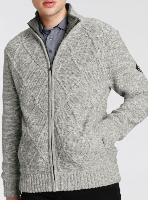 Tom Tailor Polo Team Strickjacke mit Fleeceinnenfutter in Grau ab 33,59€ (statt 47€)