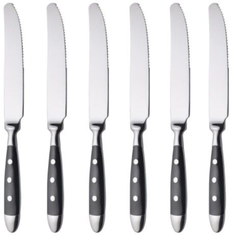 6 GRÄWE Tafelmesser NÜRNBERG mit Wellenschliff und Griff in Braun für 15,92€ (statt 24€)