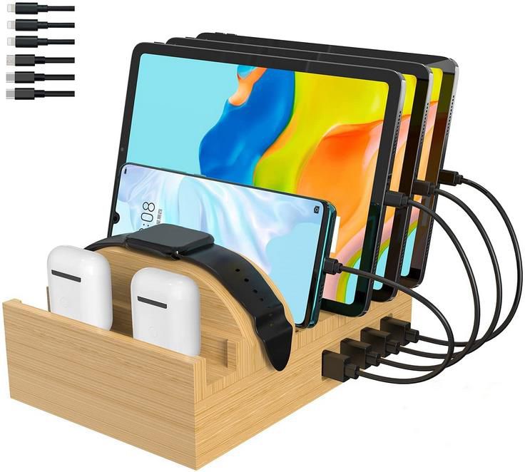 Alltripal 7 Port Handy, Smartwatch und Tablet Ladestation aus Bambus für 28,19€ (statt 47€)