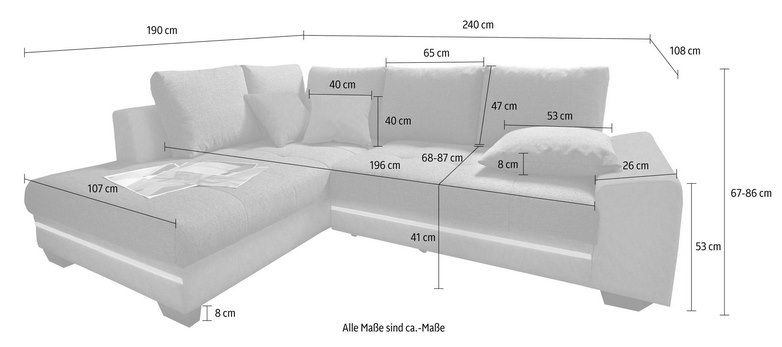 Nova Via Ecksofa Nikita mit RGB Beleuchtung wahlweise mit Soundsystem, Bettfunktion etc ab 679,99€ (statt 880€)