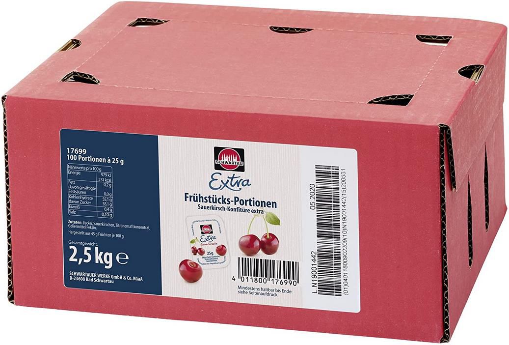 100er Pack Schwartau Extra Konfitüre   25g Portionsschalen Sauerkirsche für 11,79€ (statt 18€)   Prime