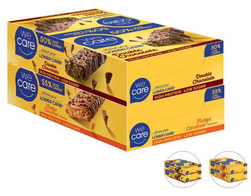 30x WeCare LowCarb Riegel (je 60g) Double Chocolate & Fudge Caramel für 33,90€ (statt 73€)