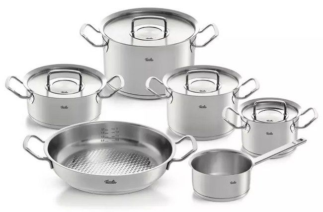 FISSLER 6tlg Kochtopfset Pure Profi Collection aus Edelstahl mit Metalldeckel für 303,85€ (statt 403€)