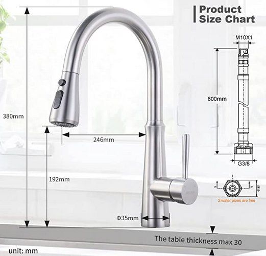 ARCORA ausziehbarer Wasserhahn (380mm Höhe) mit 3 Funktionen für 38,49€ (statt 70€)