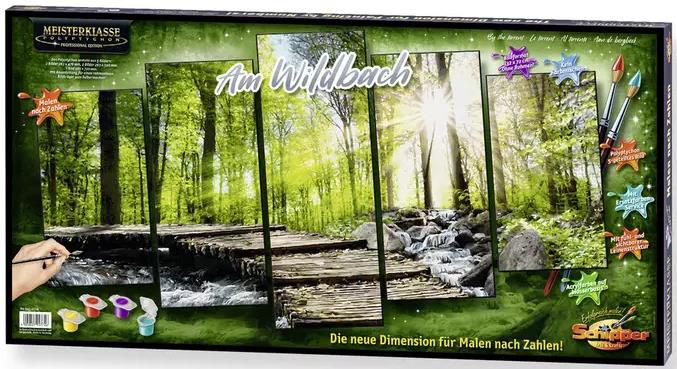 Schipper Meisterklasse   Malen nach Zahlen: Am Wildbach 5 teiliges Polyptychon für 37,45€ (statt 47€)