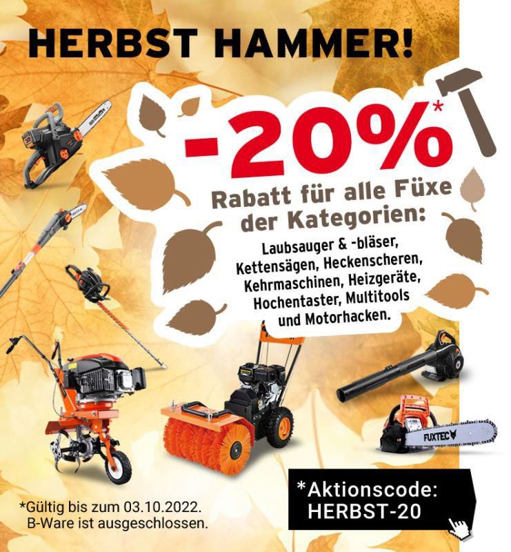 Fuxtec 20% Rabatt auf Laubsauger &  bläser, Kettensägen u.v.m.