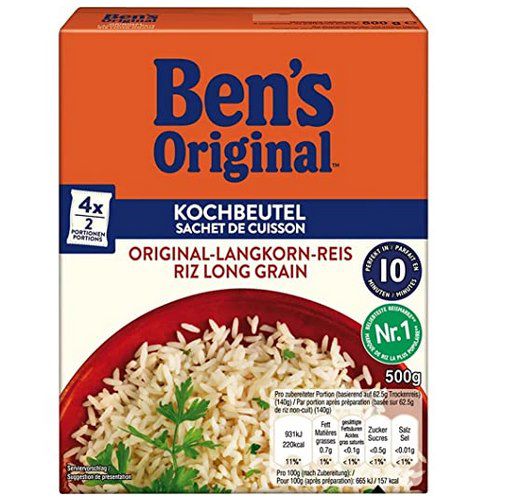 12x Bens Original Langkorn Reis im 10 Min Kochbeutel (je 4x 125g) ab 13,93€ (statt 24€)   Prime Sparabo