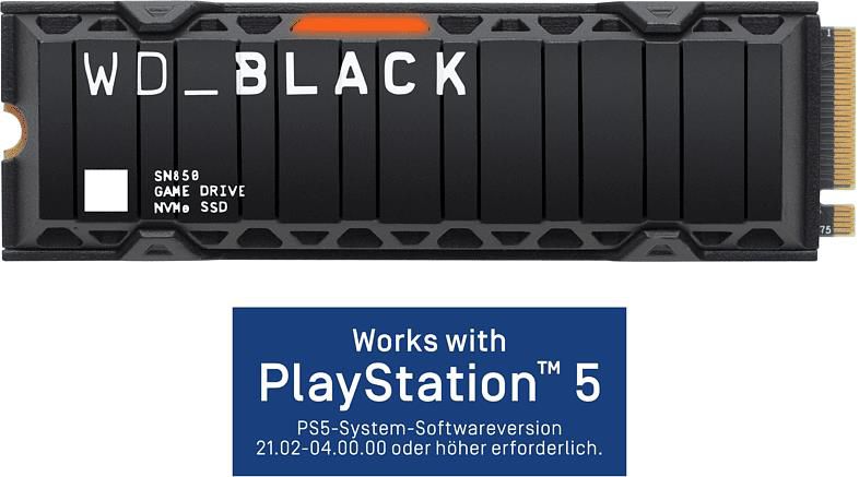 WD Black SN850   2TB NVMe SSD mit Kühlkörper für 339€ (statt 386€)   PS5 kompatibel