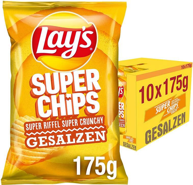 10er Pack Lays Superchips Gesalzen   175g Beutel für 11,92€ (statt 15€)   Prime