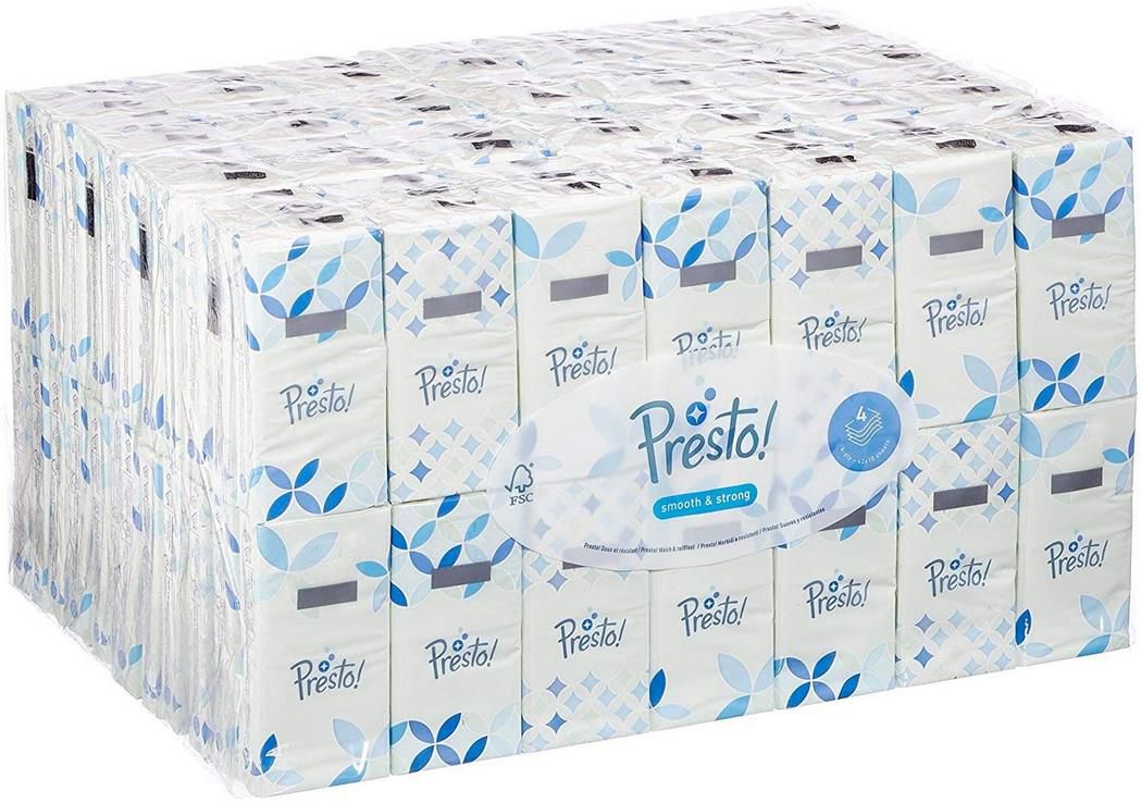 168x Presto! 4 lagige Papiertaschentücher mit 10 Tüchern pro Packung für 12,13€ (statt 16€)   Prime