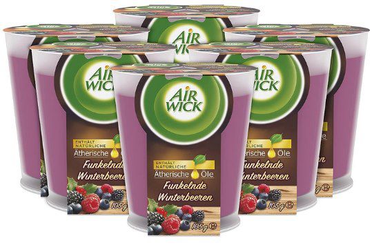 6x Air Wick Wohlfühl Duftkerze im Glas Funkelnde Winterbeeren ab 10,76€ (statt 18€)   Prime Sparabo