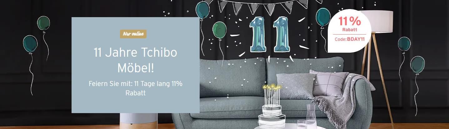 Tchibo B Day: 11% Rabatt auf Möbel   z.B. Design Sessel mit Hocker für 257€ (statt 289€)