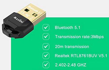 Maxuni Bluetooth 5.1 USB Dongle – Empfänger & Sender z.B. für Maus, Tastatur, Lautsprecher etc. für 6,99€ (statt 14€)   Prime