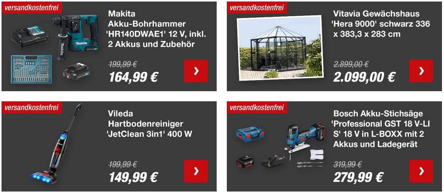 Nur Heute: toom Online Hammer Angebote   z.B. Makita Akku Bohrhammer 12 V, inkl. 2 Akkus und Zubehör für 164,99€ (statt 180€)