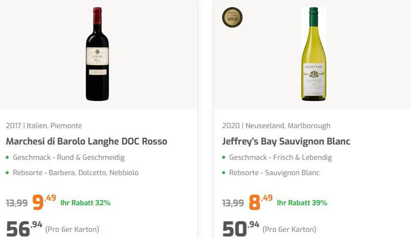 Weinvorteil: 15€ Rabatt ab einem Einkaufswert von 60€