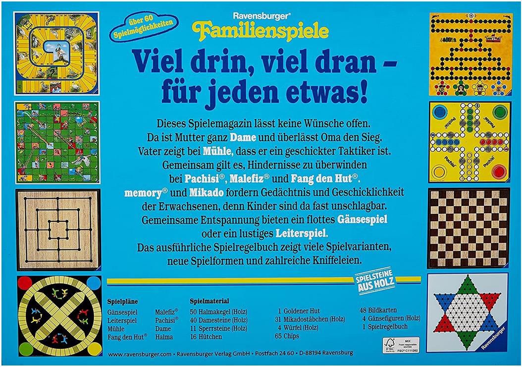 Ravensburger Familienspiele   Spielesammlung für die ganze Familie für 25€ (statt 33€)   Prime