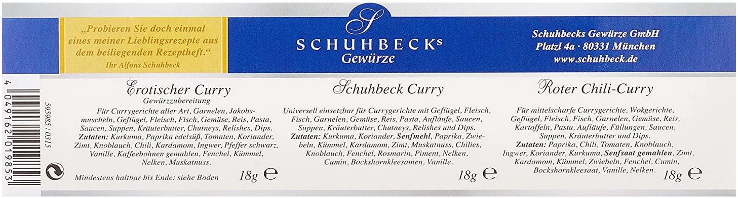 Schuhbeck Gewürze   Curry Variationen im 3er Set   3 x 18 g für 8,18€ (statt 13€)   Prime Sparabo