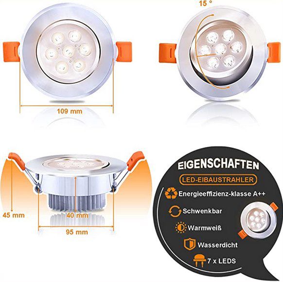 30% Rabatt auf Lospitch 7W LED Einbaustrahler z.B. 10 Stück warmweiß für 29,39€ (statt 42€)