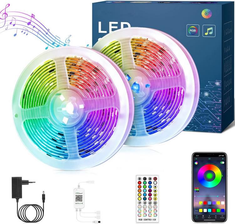 Maxuni 5050 RGB LED Streifen mit 12 Meter   Steuerbar per App oder Fernbedienung für 9,99€ (statt 20€)   Prime