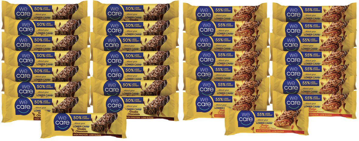 30x WeCare LowCarb Riegel (je 60g) Double Chocolate & Fudge Caramel für 33,90€ (statt 73€)