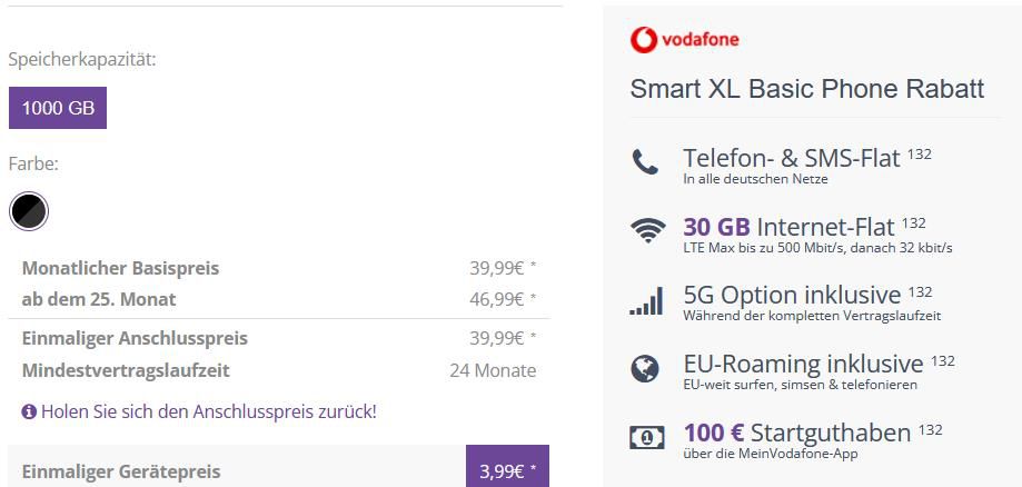 Microsoft Xbox Series X (1TB) für 3,99€ + Vodafone Allnet Flat mit 30GB LTE/5G für 39,99€ mtl. + 100€ Startguthaben