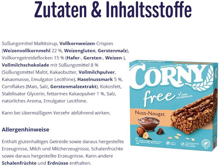 10er Pack Corny free Nuss Nougat Müsliriegel für 13,60€ (statt 18€)