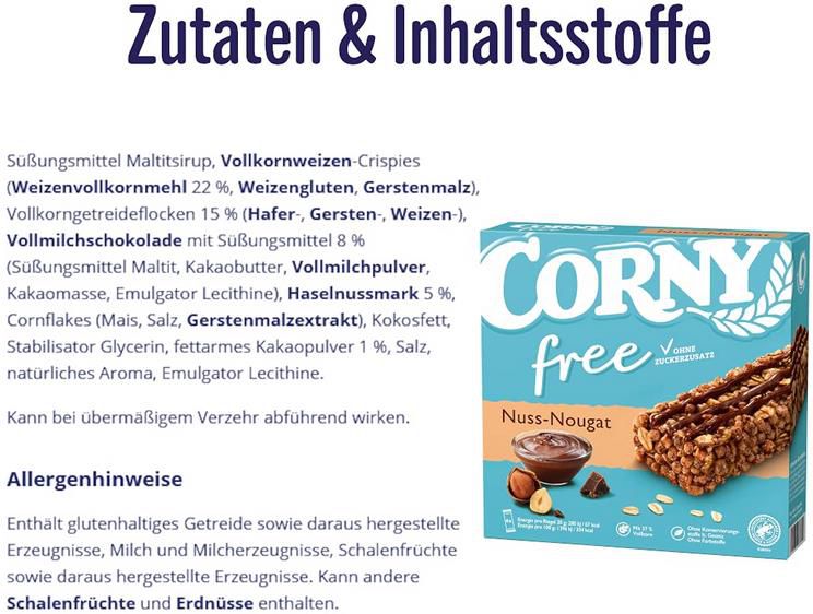 10er Pack Corny free Nuss Nougat Müsliriegel für 13,95€ (statt 20€)