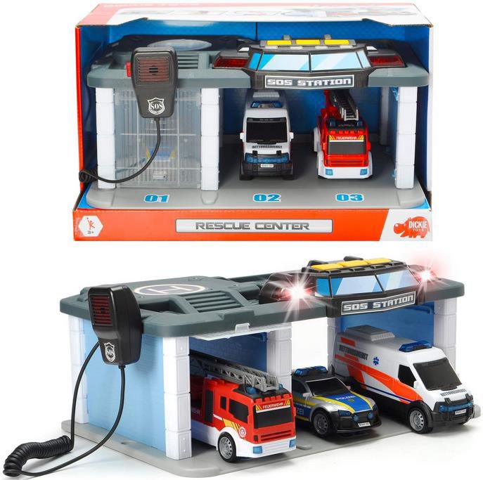 Dickie Toys   SOS Rettungsstation mit Polizei, Feuerwehr und Krankenwagen für 12,99€ (statt 20€)   Prime