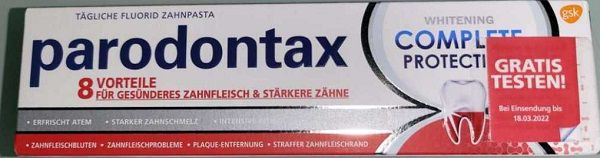 Parodontax Whitening Complete Protection gratis ausprobieren