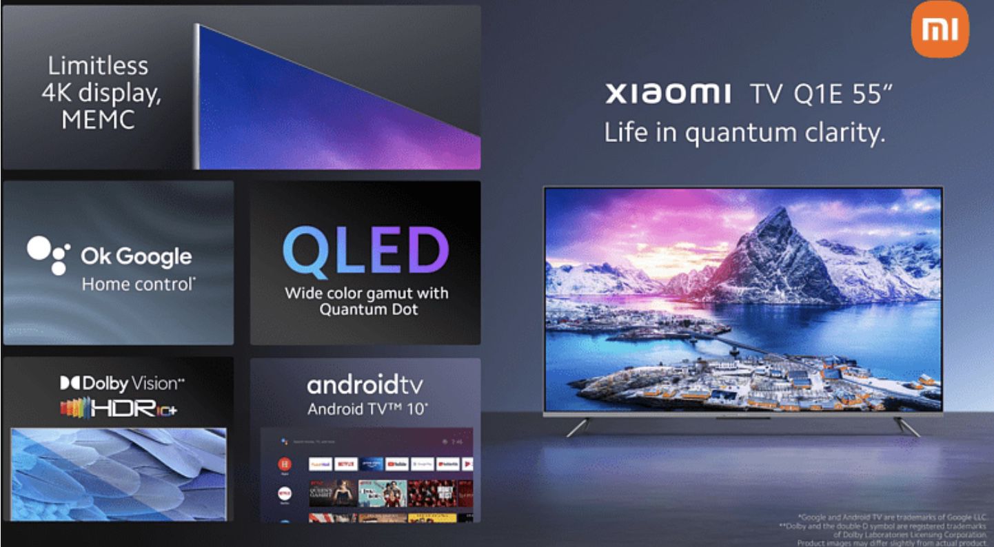 Xiaomi Q1E 55   55 Zoll QLED UHD Fernseher für 529,94€ (statt 599€)