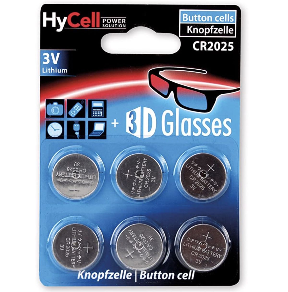 6x HyCell CR2025 Batterie Lithium Knopfzelle 3V für 0,95€   Prime