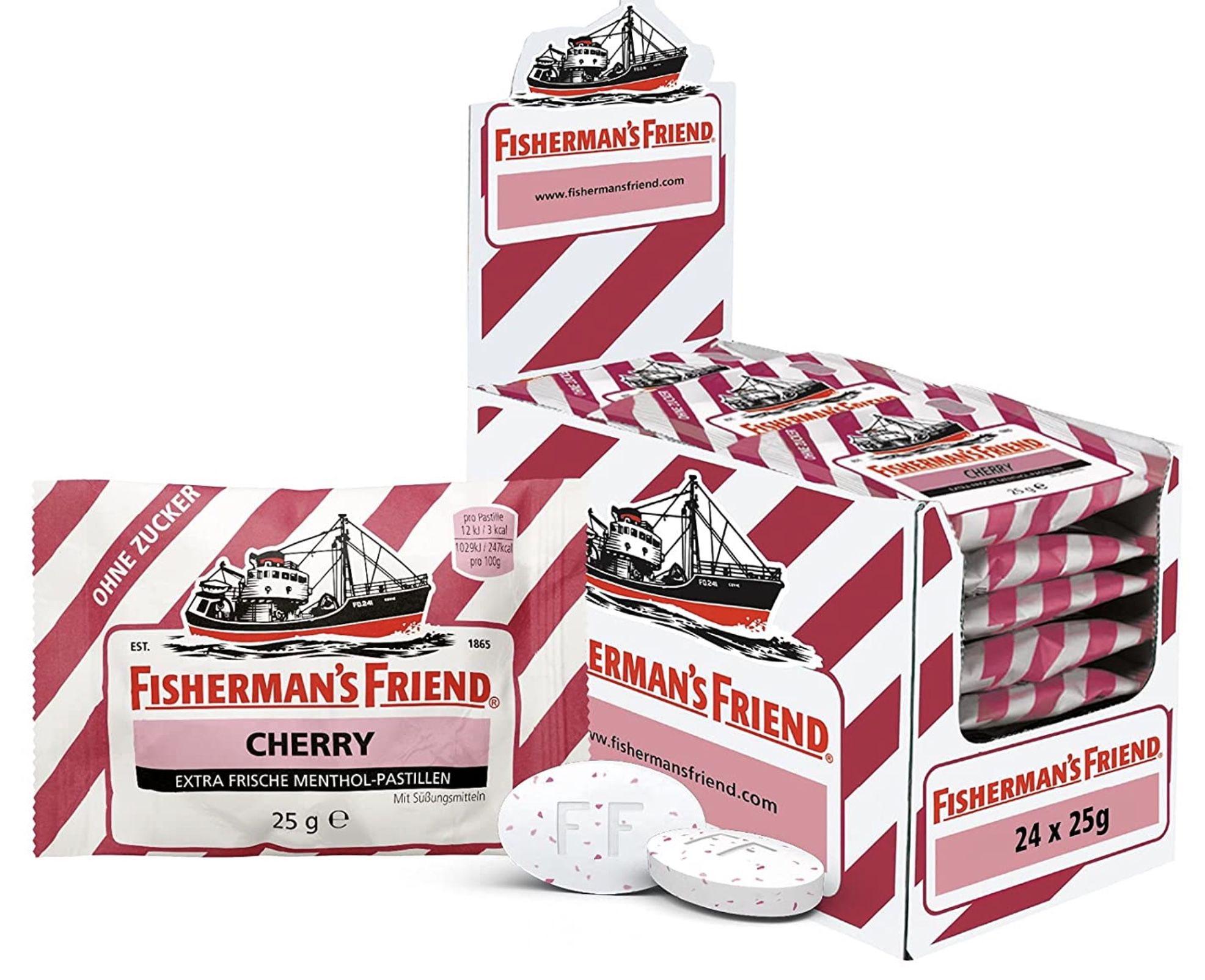 24er Pack Fishermans Friend Cherry ohne Zucker ab 16,71€ (statt 25€)