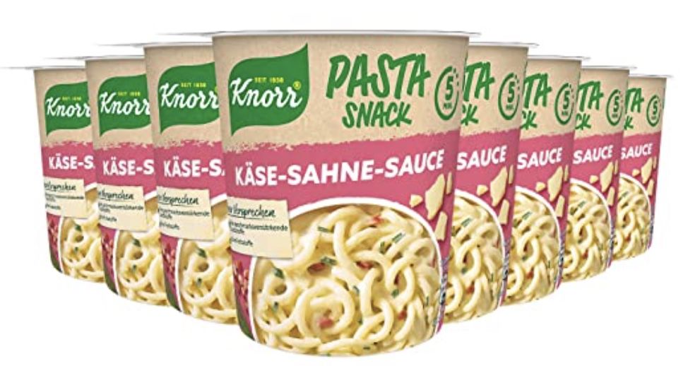8x Knorr Pasta Snack Käse Sahne Sauce Instant Nudeln ab 10€ (statt 12€)