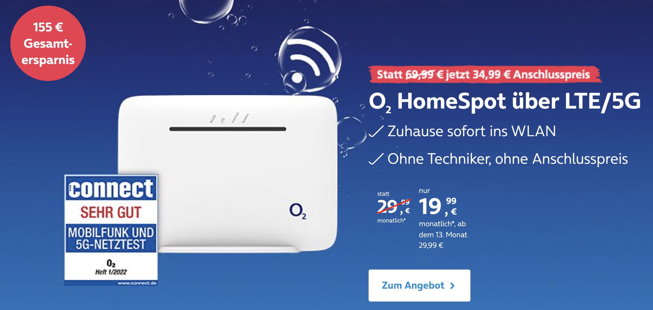 o2 myHome Homespot LTE/5G Tarife (DSL Alternative) ab 14,99€ mtl.