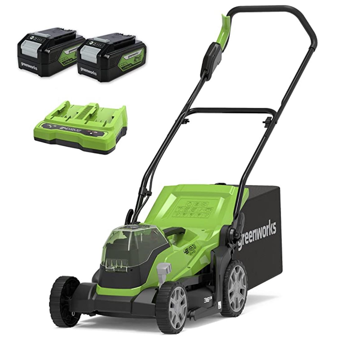 Greenworks Akku Rasenmäher G24X2LM36 bis zu 250m² inkl. 2x 4Ah Akku für 140,55€ (statt 299€)