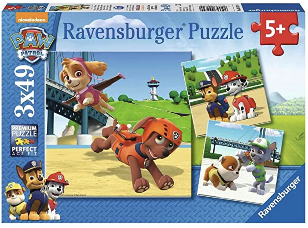 Ravensburger Kinderpuzzle Paw Patrol   Team auf 4 Pfoten mit 3x 49 Teilen für 3,89€ (statt 9€)   Prime