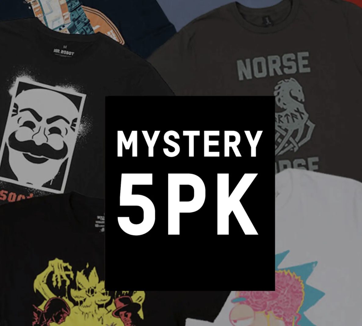 5er Pack Mystery Geek Kleidungspaket mit Shirts, Pullover für 21,99€ (statt 50€)