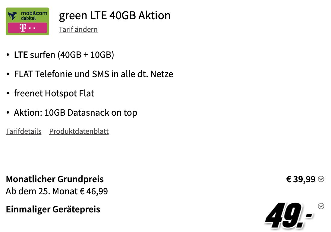Apple iPhone 12 mit 64GB in Product Red für 49€ + Telekom Allnet Flat mit 50GB für 39,99€ mtl.