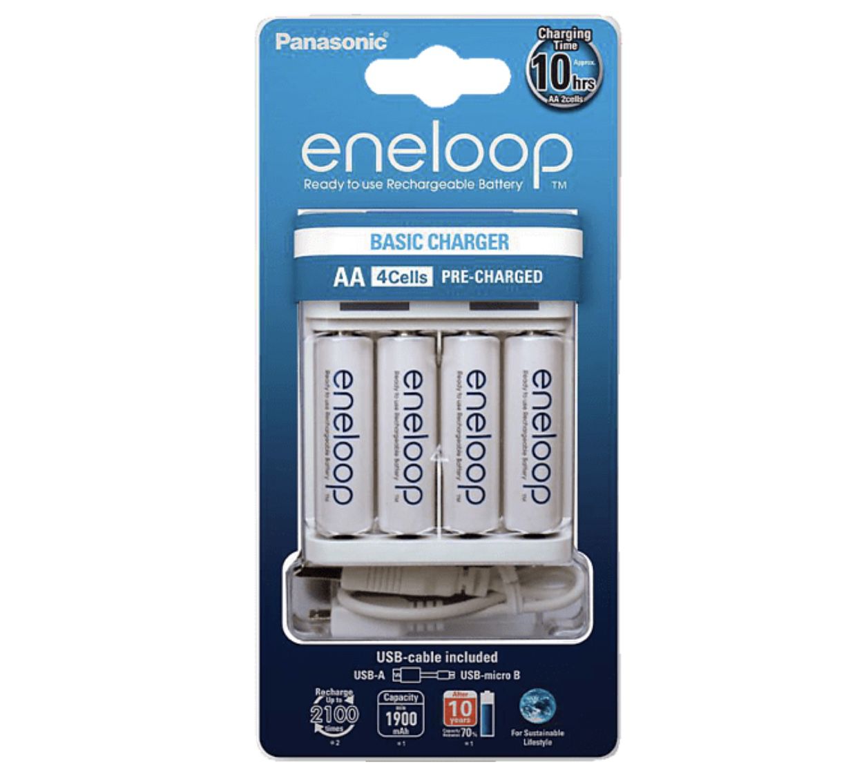 4x Panasonic eneloop AA Akkus (1.900 mAh) inkl. USB Ladegerät ab 9,99€ (statt 18€)