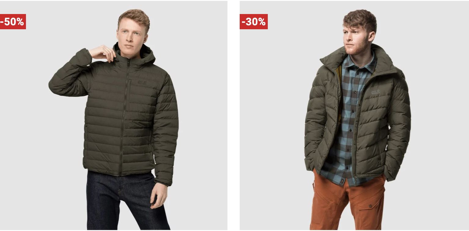 Jack Wolfskin reduzierte Einzelteile mit bis zu 50% Rabatt   z.B. Jack Wolfskin Helium Daunenjacke 117,95€ (statt 145€)