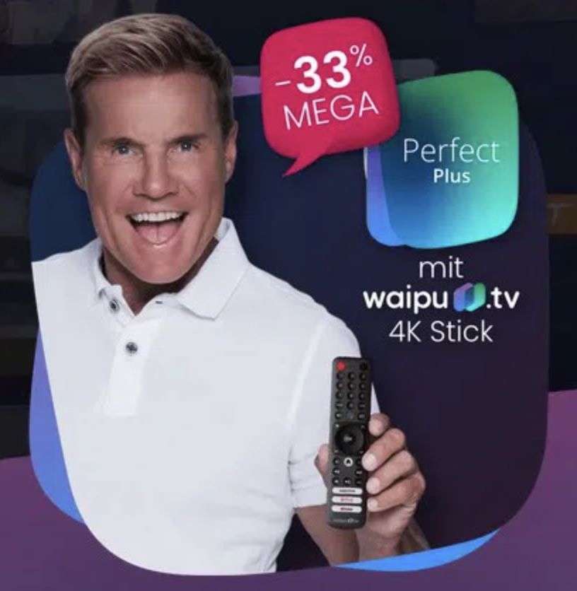 12 Monate waipu TV Perfect Plus inkl. Pay TV Sender für 8,70€ mtl. (statt 13€) oder mit waipu 4K TV Stick für 10,71€ mtl.