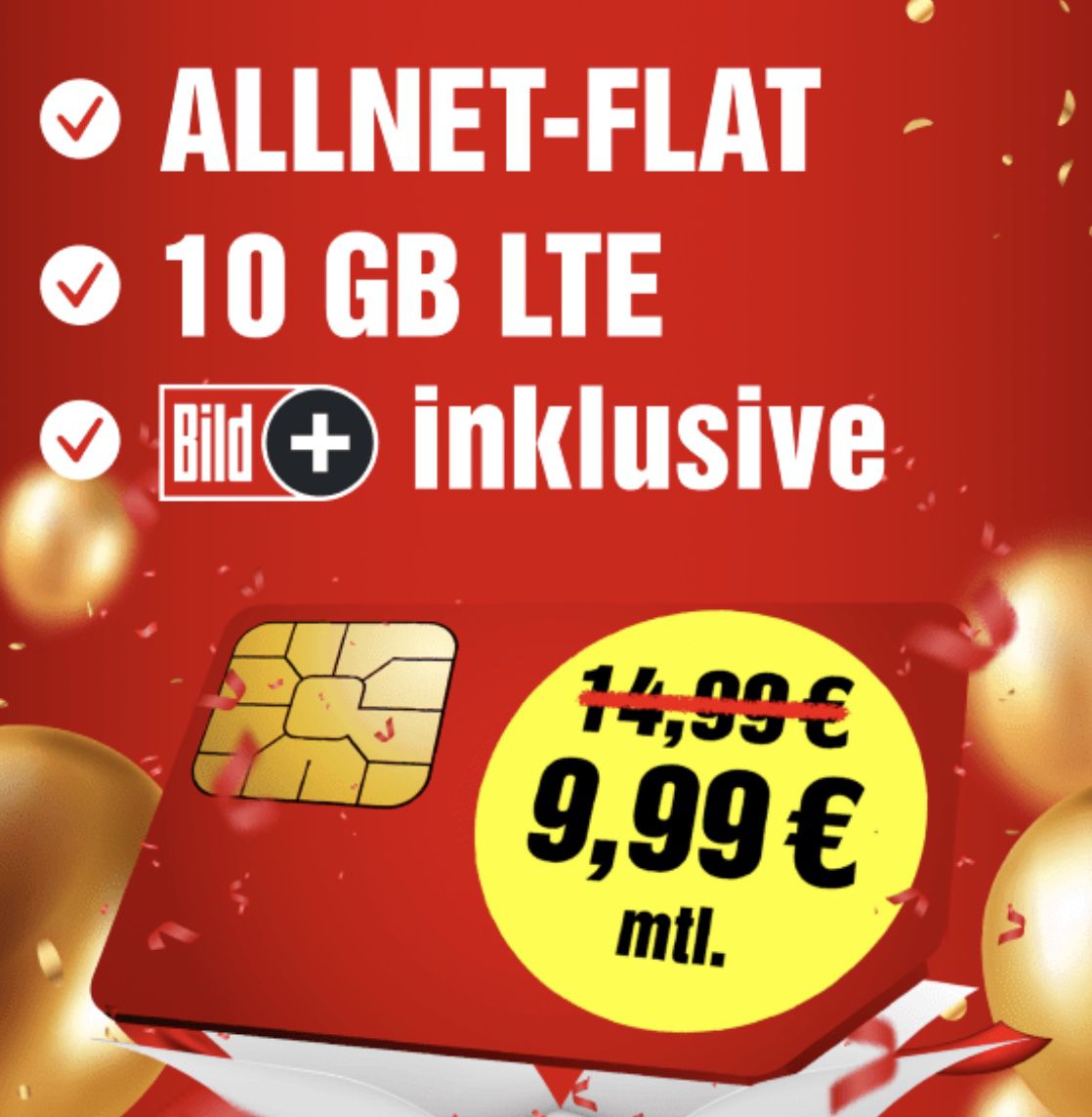 o2 Allnet-Flat mit 10GB LTE für 9,99€ mtl. inkl. BILDplus (Wert 5,99€ mtl.) &#8211; auch monatlich kündbar!