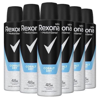 6er Pack Rexona Men MotionSense Deodorant Spray Cobalt Dry ab 10,15€ (statt 15€)