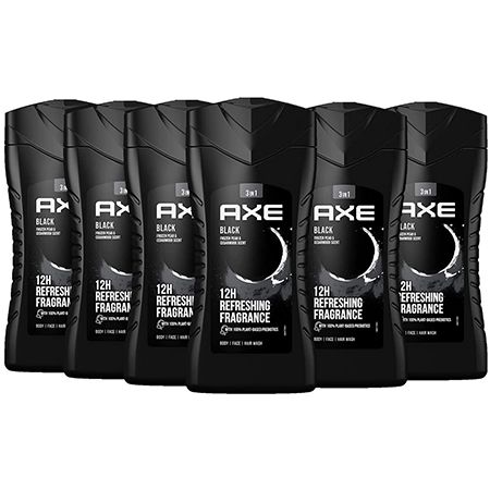 🚿 6er Pack Axe 3-in-1 Duschgel & Shampoo Black 250ml ab 12,65€ (statt 16€)