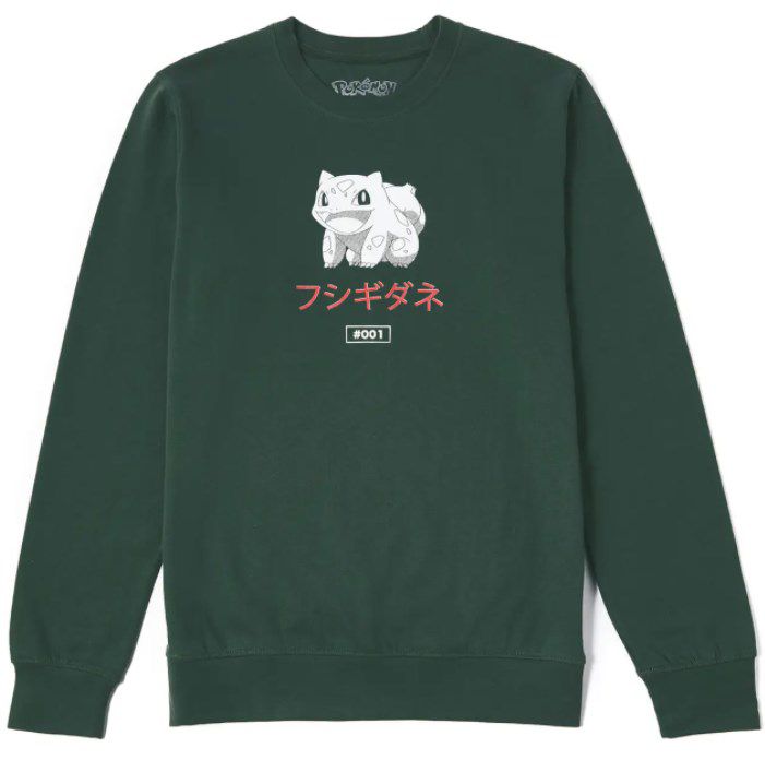 Pokémon Sweatshirt Bulbasaur Evolution in Dunkelgrün für 19,99€ (statt 32€)