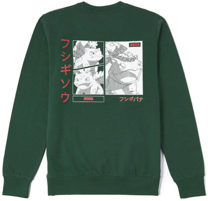 Pokémon Sweatshirt Bulbasaur Evolution in Dunkelgrün für 19,99€ (statt 32€)