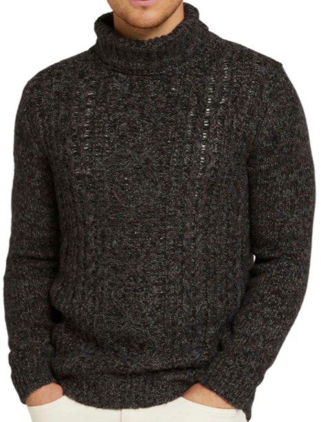 Tom Tailor Rollkragenpullover mit Zopfmuster in Schwarz ab 20,79€ (statt 39,19€)