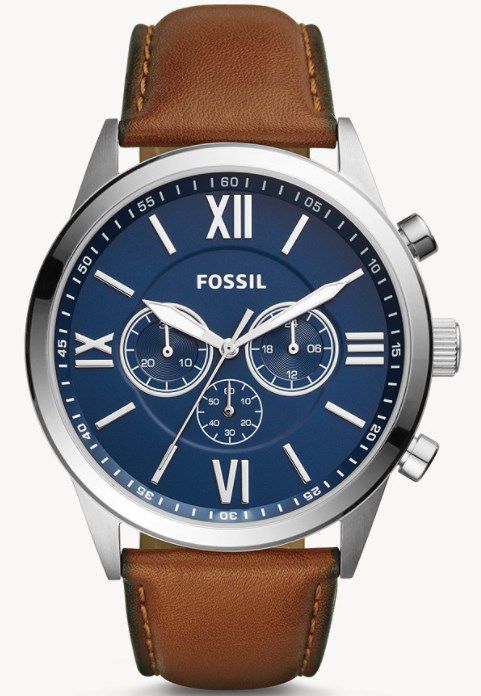 Fossil Herrenuhr Flynn Chronograph mit Lederarmband für 54,60€ (statt 112€)